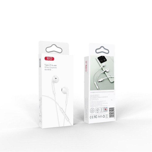 USB-C -kuulokkeet Samsungille / iPhonelle 15, 16 ja USB-C -liittimellä varustetuille puhelimille -XO Valkoinen
