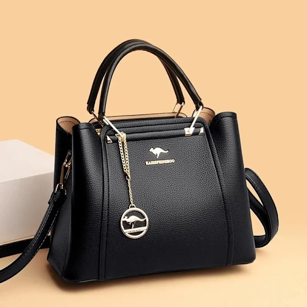 Mote-veske i mykt PU-lær for kvinner - Designer skulderveske, crossbody-veske, stor kapasitet, handleveske, messenger-veske Black