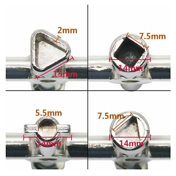 Multifunktionell Verktygsnyckel, 4 i 1 Multifunktionell Korsnyckel för Element Gas Elmätare Lådor Kranlås - 72mm, Silver
