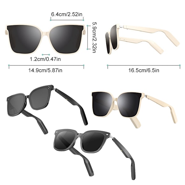 Smarte Briller Med AI Teknologi Anti-UV Polarisering For[YD] black