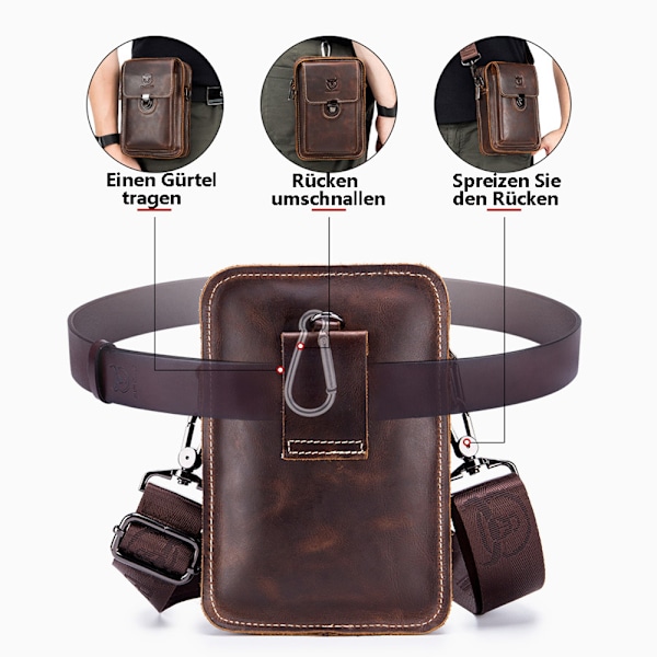Läder Crossbody Väska för Män - Brun