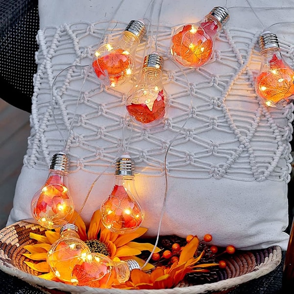 Varmt hvitt 10 LED-lyslenke, Batteridrevet lønnebladlyslenke for innendørs/utendørs hage, soverom, bursdagsfest, DIY-dekorasjoner
