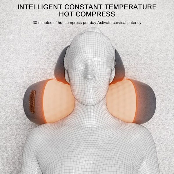 Sähköinen niskahierontatyyny lämmitetty värisevä Shiatsu-hierontalaite kivunlievitykseen kohdunkaulan ortopedinen tyyny Ordinary Space Gray