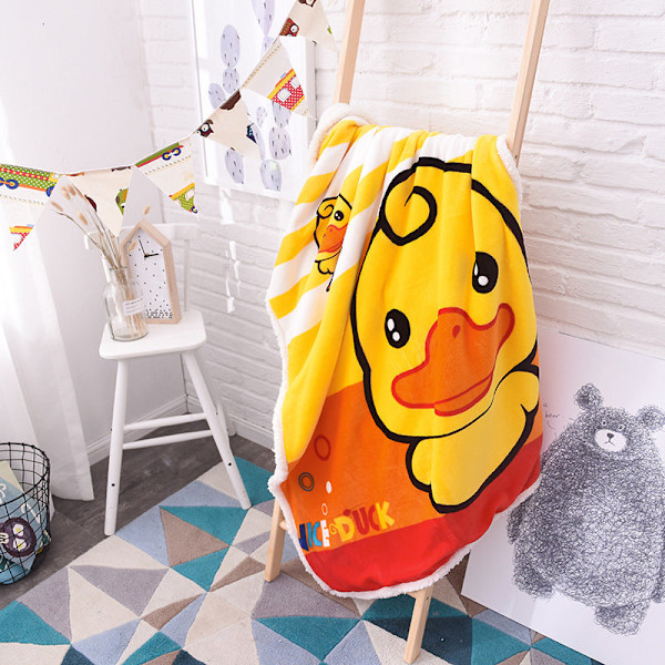 Mjukt Omslag Höst Vinter Baby Baby Cartoon Barn Berber Fleece Stor Gul Anka Big Yellow Duck 100*140cm