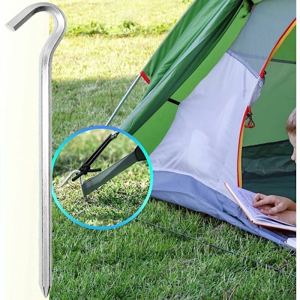 Alumiiniset telttakiilat, 14 kpl 18 cm telttakoukkuja, telttakiiloja kovaan maahan, ihanteellisia puutarhanhoitoon, retkeilyyn, kalastukseen ja telttailuun