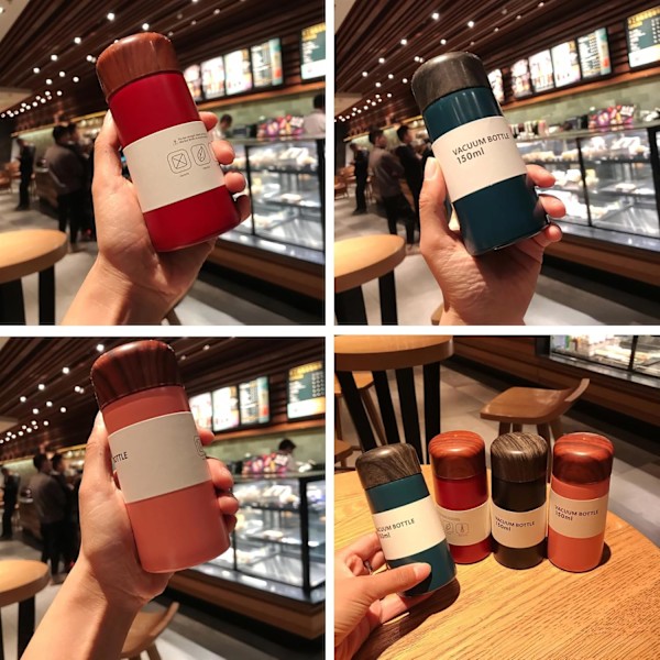 150ML Liten Termosmugg för Mjölk Kaffe Te, Mini Termosmugg för Varma & Kalla Drycker, 304 Rostfritt Stål Liten Vattenflaska, Bärbar Vakuumflaska White