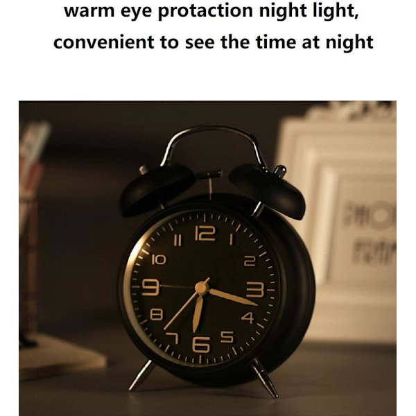 Dubbel väckarklocka med extra hög mekanisk ringsignal, frostad boett