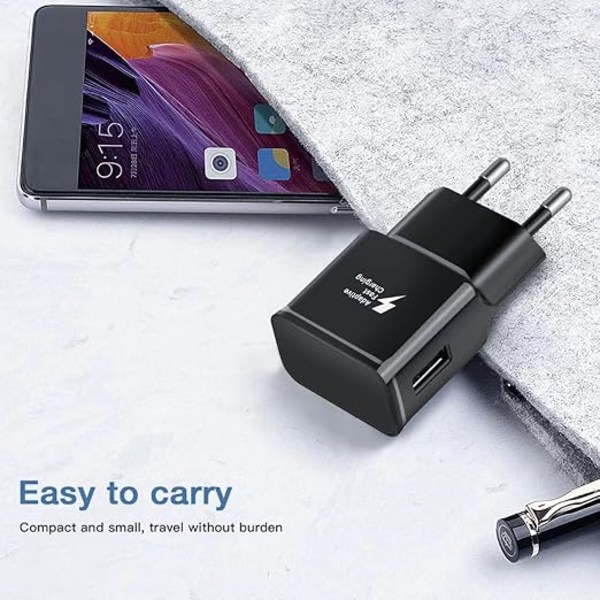 2-pakning USB-lader kompatibel med Samsung Galaxy S-serien Edge/Plus/Active og andre smarttelefoner, hurtiglader strømadapter hurtigladekontakt