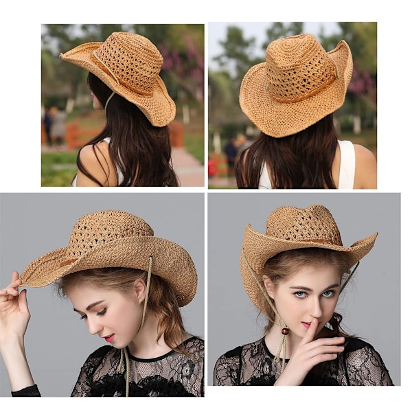 Halm Cowboyhatt Bred Brätte Solhatt Cowgirl Sommar Panam