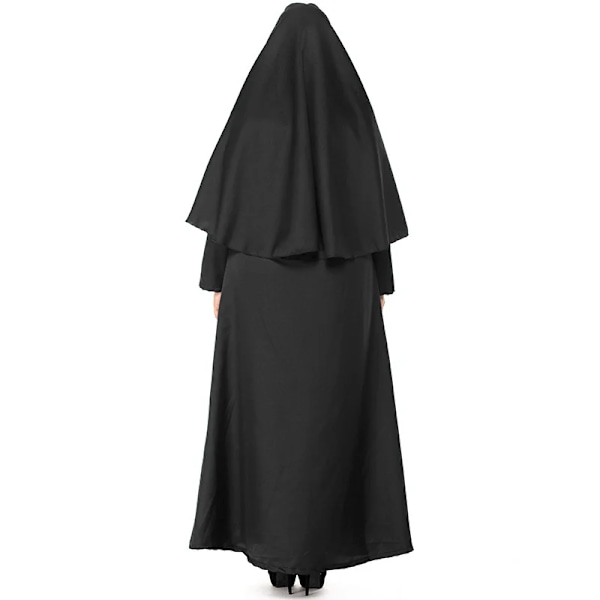 Nunnasymkostym för Halloween, Kvinnor, Kristna Missionärer, Katolsk Cosplay, Karneval, Fantasia, Festklänning, Svart Lång Klänning, Storlek M M but