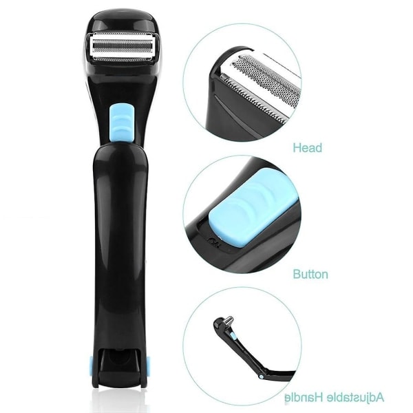 Rakapparat för ryggen för män, batteridriven elektrisk kroppsrakapparat med ergonomisk design
