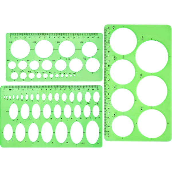 Sirkelmal 3 stk Plast sirkel- og ovalmal