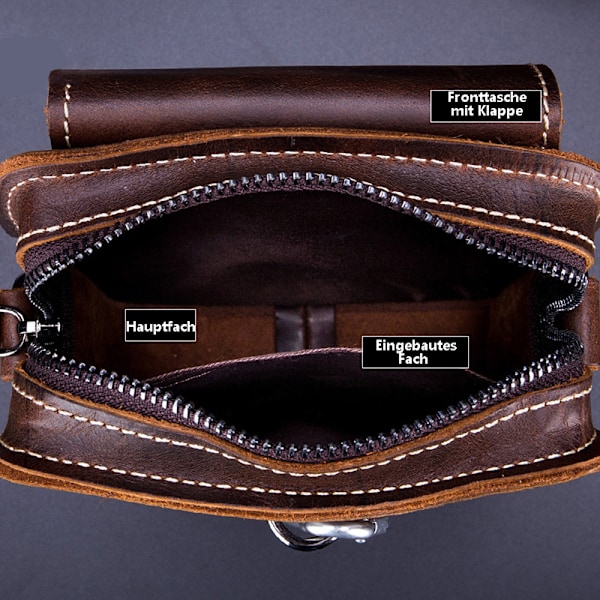 Läder Crossbody Väska för Män - Brun