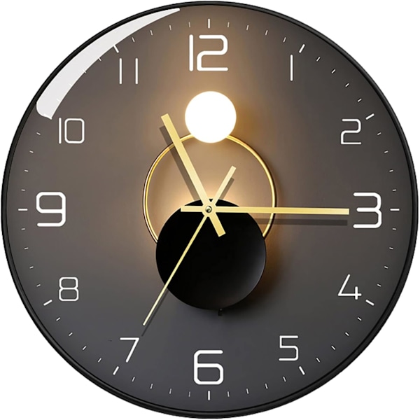 (Black border) light and shadow clock silent art living room wall