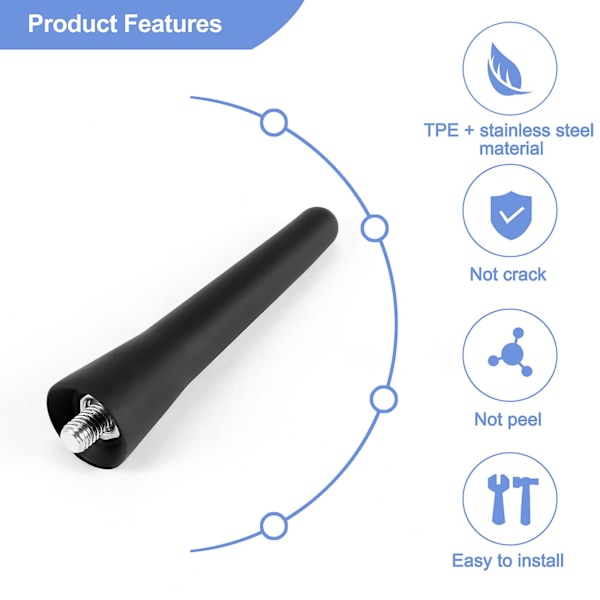 Bilstav FM DAB Takantenne Bil 6,5 cm Mini Bilradioantenne Kort Med Sterk FM / AM / DAB Mottak Funksjon