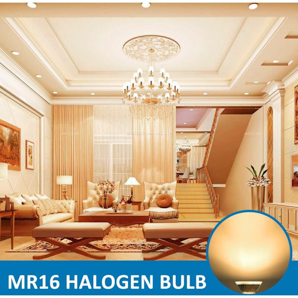 Halogenpære GU5.3 35W 12V, 400lm Varm hvid 2700K Dæmpbar, MR16 halogen spotpære, 6 stk.