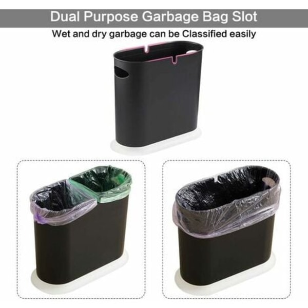 Soptunna, 10L/2,4 gallon smal plast med fällbart lock, vit