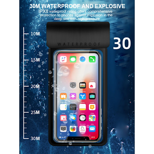 IPX8 Universal Vandtæt Etui Til iPhone 13 Vandafvisende Etui Til iPhone 13 14 15Plus 12 16 Mini Under Vand Mobiltelefon Beskyttelse Black L