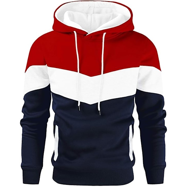 Menn's Novelty Color Block Pullover Fleece Hoodie Langarmet Casual Genser med Lomme (4XL) 4XL