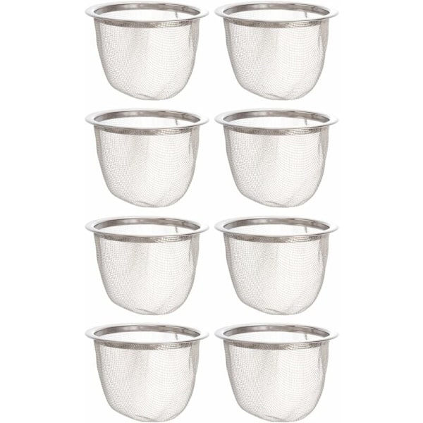 Te-si udskiftning: 8 stk. te-si indsats i rustfrit stål te-infusionsenhed løs te-si til te- og kaffemaskine 6,5x4,5 cm