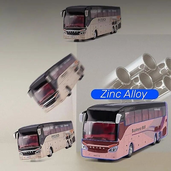 1/32 Setra Lyxbus Leksaksbil Diecast Miniatyrmodell Drag tillbaka Ljud & Ljus Pedagogisk Samlingspresent För Pojke Barn Red