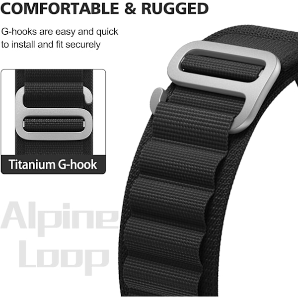 Kompatibel med Apple Watch Band Ultra 49mm 45mm 44mm 42mm 41mm 40mm 38mm, Robust Nylon SportsiWatch Series 8/7/6/5/4/3/2/1/SE/Ultra Kvinner Menn