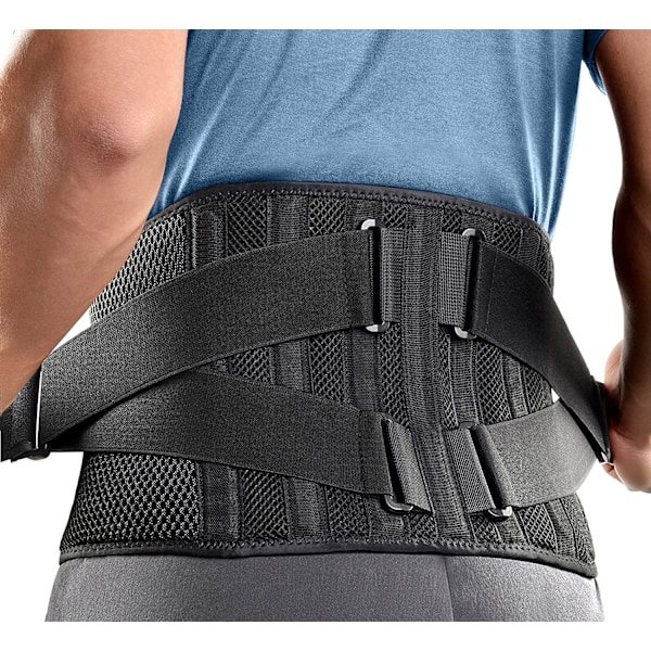 Air Mesh Back Support Belt for Men Women Lower Back Pain Relief with 7 Supports, Adjustable, M