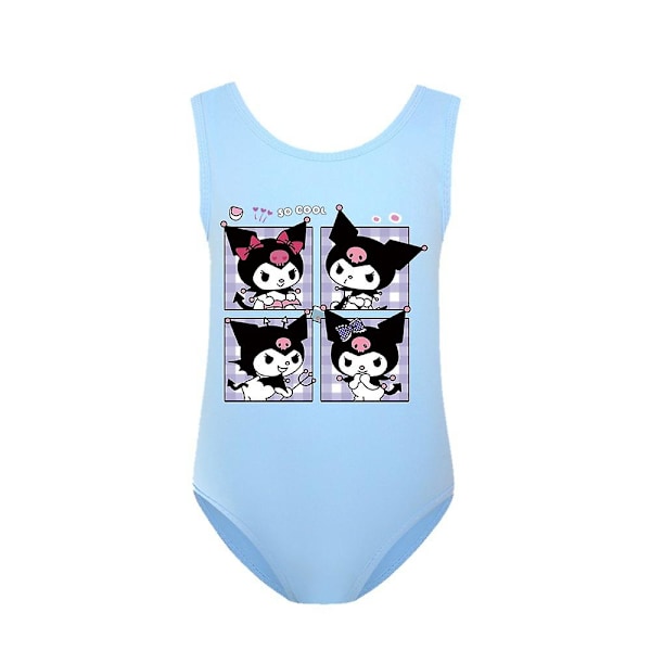 7-14 years girls Sanrio Kawaii Kuromi cartoon anime swimsuit one piece swimsuit swimwear for beach pool Blu