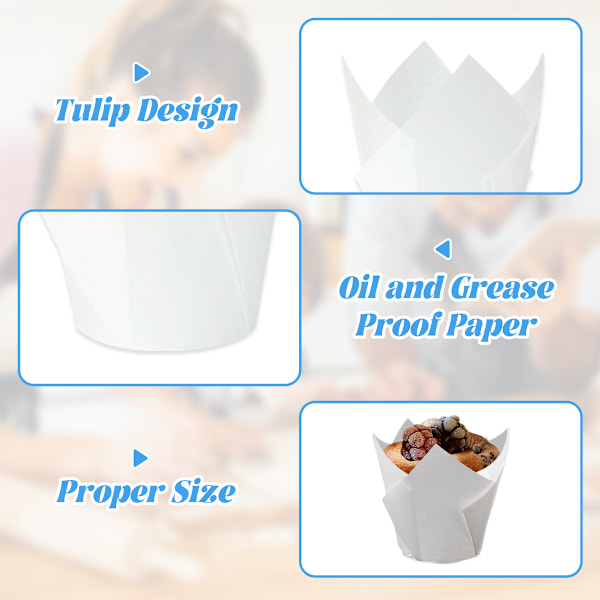 200 st tulpanformade muffinsformar för bakning, tulpanformade muffinsformar, muffinsformar