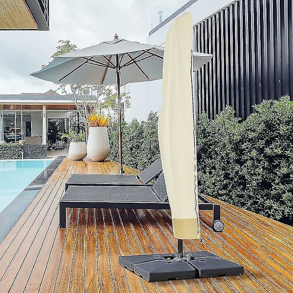 Vandtæt Beskyttelsescover til Udstrakt Parasol med Lynlås og Snøre Oxford Stof med Vandtæt PVC Belægning Beige 26530/50/40cm
