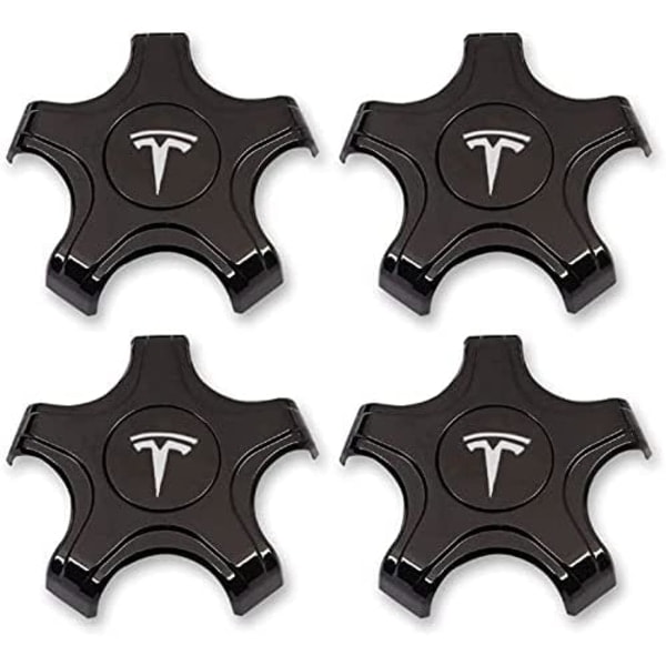 4-pak sorte og hvide Tesla Model 3 navkapsler til Aero H