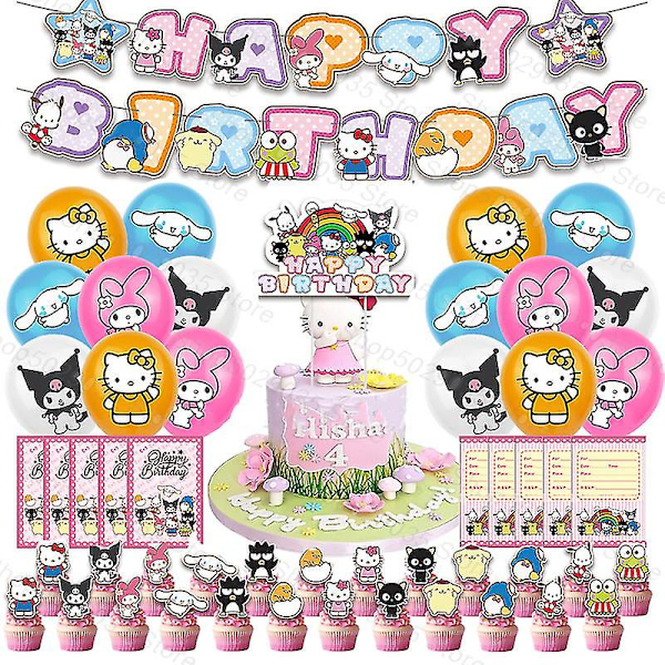 Sanrio Kuromi Kawaii Mymelody Cinnamoroll Anime Figur Barnkalas Dekoration Tillbehör Banner Sanrio Tillbehör Leksaker för Flickor