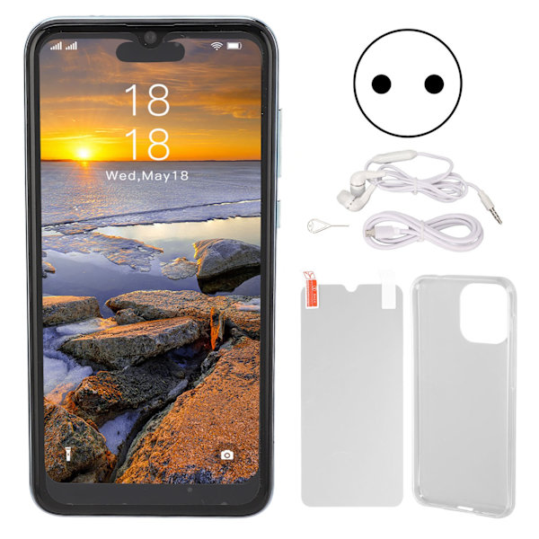 I13pro Max Smartphone Blå 6.1in 4GB RAM 32GB ROM 6800mAh Batteri Mobiltelefon til Android 11.0 100‑240V