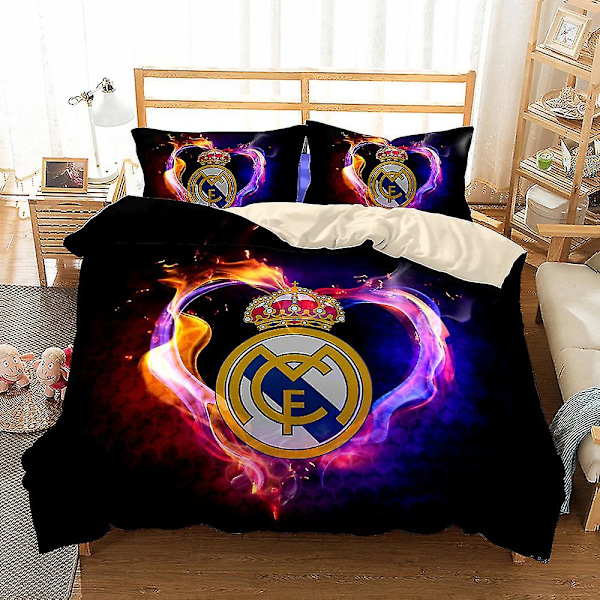 Australien 140*210 Flaming Real Madrid 3D Digitaltryckt sängklädesset Tredelad fotbollsfan Hemtextil Påslakan + örngott