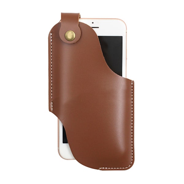 Mobiltelefonhylster i lær, retro slire med beltehemper, mobiltelefondeksel for menn, utendørs midjehengende belte, brun Large Brown