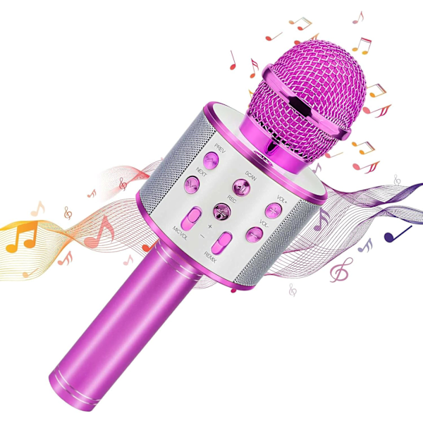 Pink Karaoke Mikrofon med Bluetooth Syngende Legetøj til Piger Fødselsdagsgaver til 9 10 11 12 År Gamle Børn Strømpestopper