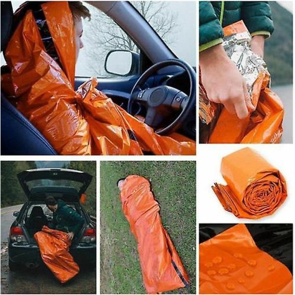 2-pack Nödsömn Säck Termisk Vattentät Camping Överlevnad Resa Utomhus 12