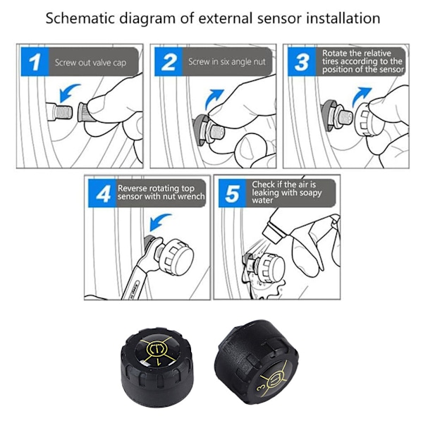 Bluetooth 5.1 Bil TPMS Sensor för Däcktrycksövervakningssystem [YD] 4Pcs