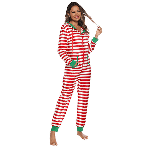 Jule-Onesies for Voksne Onesie Kostyme Pyjamas for Kvinner Pyjamassett Kvinner Rød Women Red L