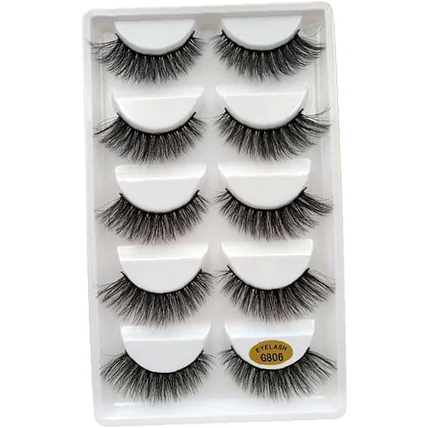 (iLashes.SE) 5 par falske øjenvipper - 3D faux mink G806 sort (G-806)