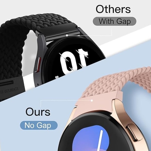 IC 3-pack No Gap Flätad Solo Loop Band Kompatibel med Samsung Galaxy Watch 6 (40mm/44mm), Samsung Galaxy Watch 4 Classic (43mm/47mm), Samsung Galaxy Watch 5 (40mm/44mm), Samsung Galaxy Watch 5 Pro (45mm), Samsung Galaxy Watch 4 (40mm/44mm) och Samsung Galaxy Watch 4 Classic (42mm/46mm)