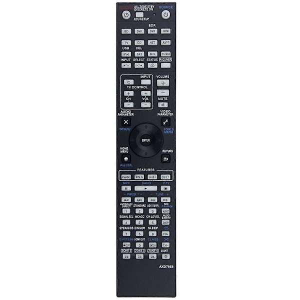 Erstatningsfjernkontroll AXD7668 for Pioneer VSX-1123-K AXD7596 AXD7305 AXD7691 AXD7725 SC-57 SC-55 LX【YD】