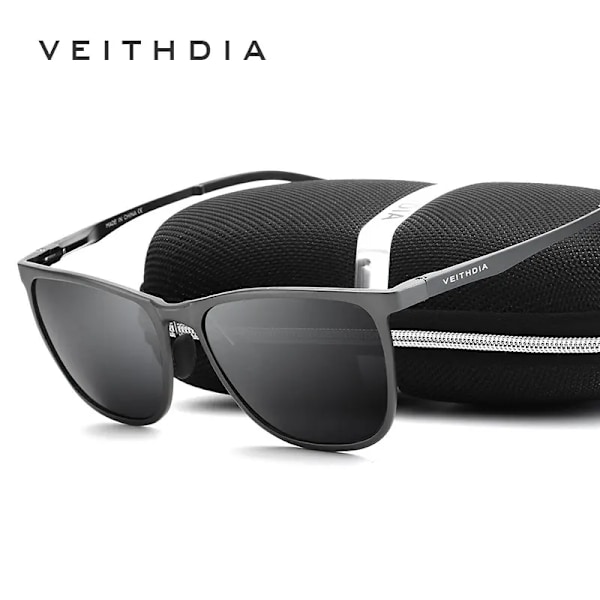 VEITHDIA Retro Alumiini-Magnesium-Merkki Aurinkolasit Miehille Polarisoivat Linssit Vintage Silmälasit Tarvikkeet Aurinkolasit Miehille 6623 Harmaa Original Package Gray
