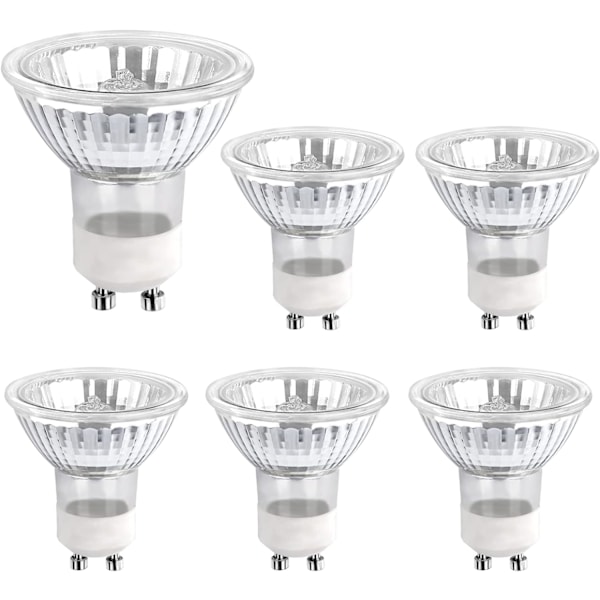 Halogenpære GU10 35W 230V, 380lm Varmt Hvit 2700K, Dimbar Halogen Spotlight Pære, for Skapbelysning, Utstillingsbelysning, 6-pakning