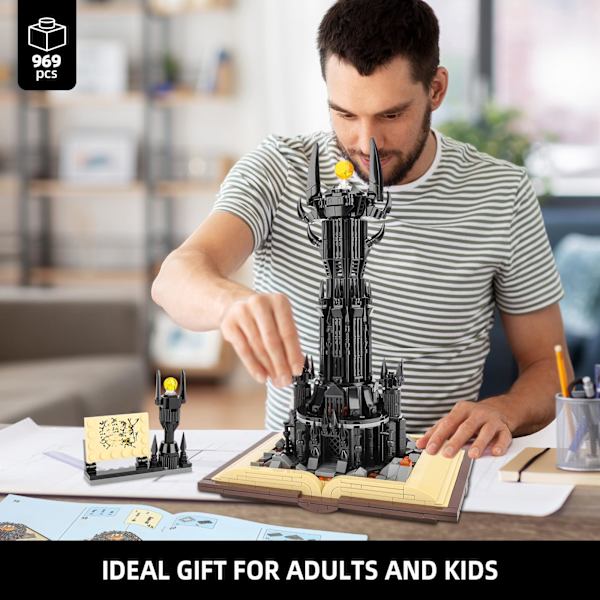 Arkitekturblock med LED, för Lord of the Rings STEM The Magic Rings, Dark Tower Building Blocks, Dekoration, Present till vuxna och pojkar 6-16+ (969 delar)