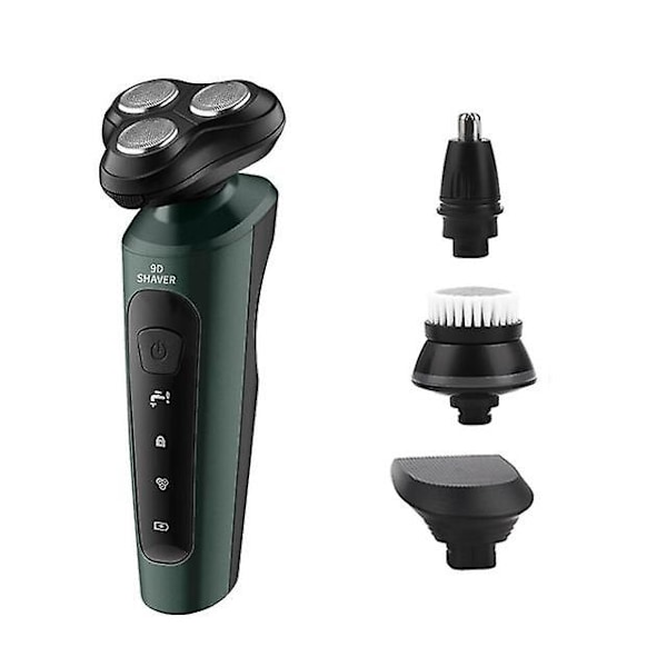 9D Elektrisk barbermaskine til mænd Skægtrimmer barbersæt 3 blade Bærbar genopladelig vaskbar multifunktionel