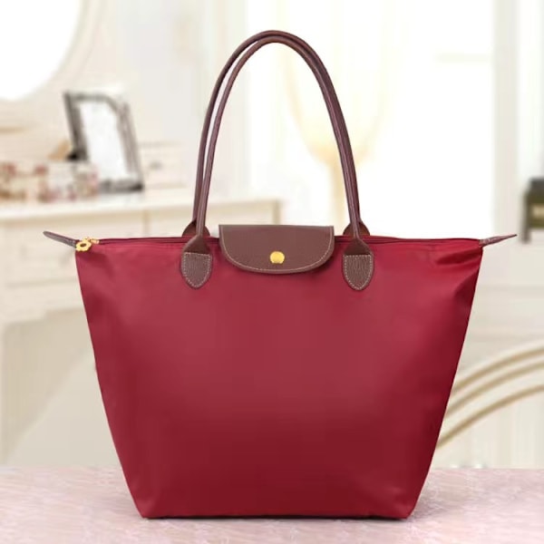 Nya Longchamp Le Pliage väskor för kvinnor Mörk Röd Dark red M