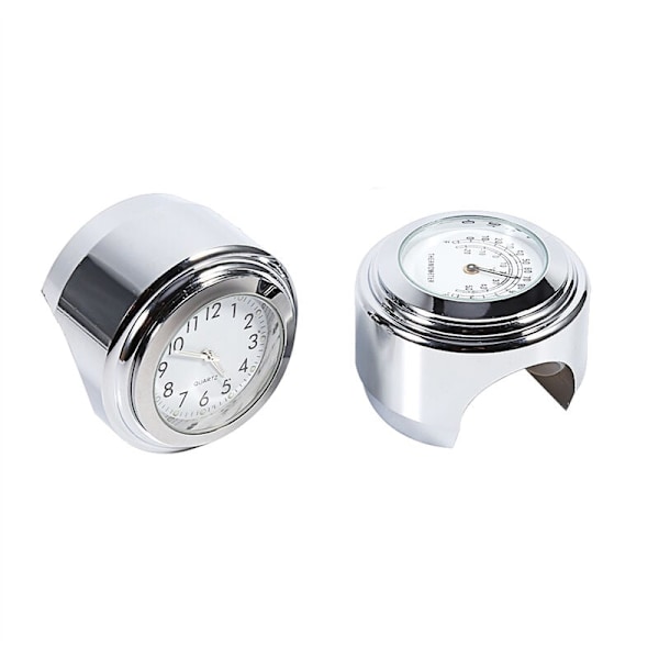 7/8\" 1\" Motorcykel Styrbeslag Ur & Termometer Temp Hvid??{GKS}
