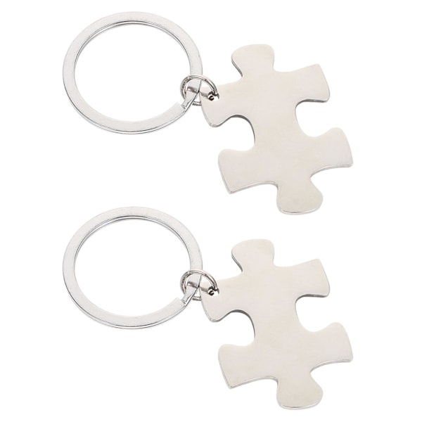 pcs stainless steel puzzle piece key rings couple key ring set lovers key rings silver 6.3 x 4 cm Silver