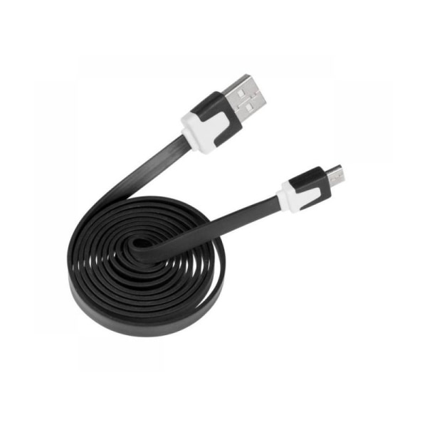 Platt USB-MICRO Kabel 1m (Svart) Svart